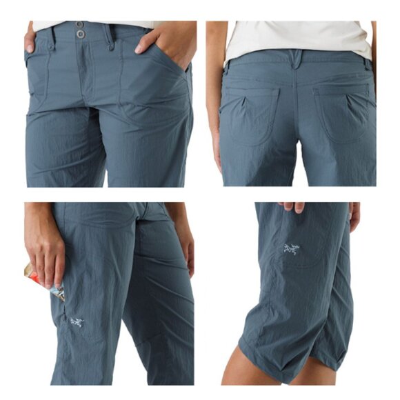 ARC'TERYX Parapet Hiking Capris Pants TerraTex Nylon Gorpcore Blue Women 8 x 19" - Picture 2 of 16